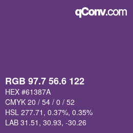 カラーコード: RGB 97.7 56.6 122 | qconv.com