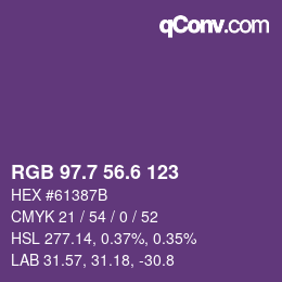 カラーコード: RGB 97.7 56.6 123 | qconv.com