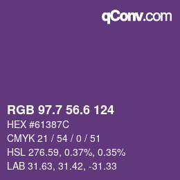 カラーコード: RGB 97.7 56.6 124 | qconv.com
