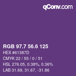 カラーコード: RGB 97.7 56.6 125 | qconv.com
