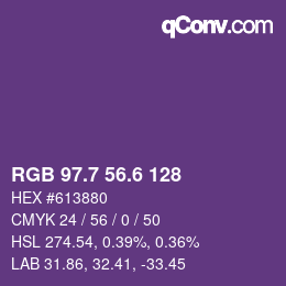 カラーコード: RGB 97.7 56.6 128 | qconv.com
