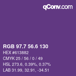 カラーコード: RGB 97.7 56.6 130 | qconv.com