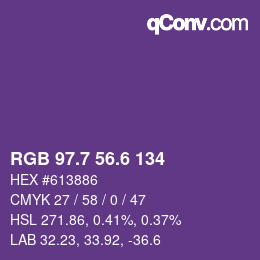 カラーコード: RGB 97.7 56.6 134 | qconv.com