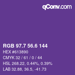 カラーコード: RGB 97.7 56.6 144 | qconv.com