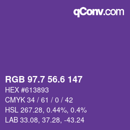 カラーコード: RGB 97.7 56.6 147 | qconv.com