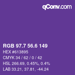 カラーコード: RGB 97.7 56.6 149 | qconv.com