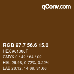 カラーコード: RGB 97.7 56.6 15.6 | qconv.com