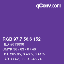 カラーコード: RGB 97.7 56.6 152 | qconv.com