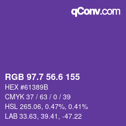 カラーコード: RGB 97.7 56.6 155 | qconv.com