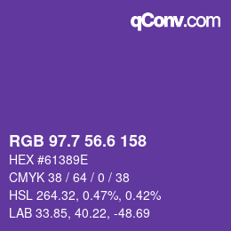 カラーコード: RGB 97.7 56.6 158 | qconv.com