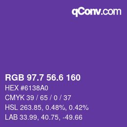 カラーコード: RGB 97.7 56.6 160 | qconv.com