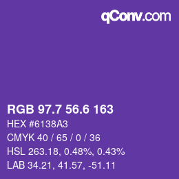 カラーコード: RGB 97.7 56.6 163 | qconv.com