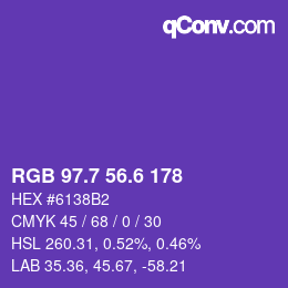 カラーコード: RGB 97.7 56.6 178 | qconv.com