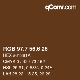 カラーコード: RGB 97.7 56.6 26 | qconv.com