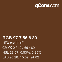 カラーコード: RGB 97.7 56.6 30 | qconv.com