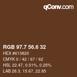 カラーコード: RGB 97.7 56.6 32 | qconv.com