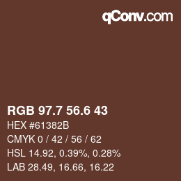 カラーコード: RGB 97.7 56.6 43 | qconv.com