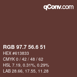 カラーコード: RGB 97.7 56.6 51 | qconv.com