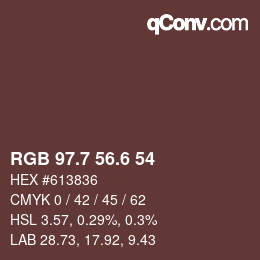カラーコード: RGB 97.7 56.6 54 | qconv.com