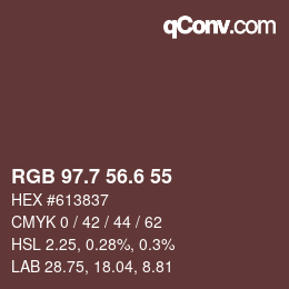 カラーコード: RGB 97.7 56.6 55 | qconv.com