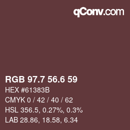 カラーコード: RGB 97.7 56.6 59 | qconv.com
