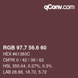 カラーコード: RGB 97.7 56.6 60 | qconv.com