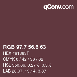 カラーコード: RGB 97.7 56.6 63 | qconv.com