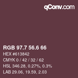 カラーコード: RGB 97.7 56.6 66 | qconv.com