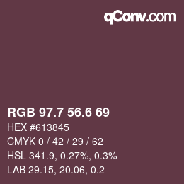 カラーコード: RGB 97.7 56.6 69 | qconv.com