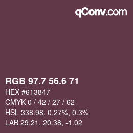 カラーコード: RGB 97.7 56.6 71 | qconv.com