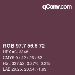 カラーコード: RGB 97.7 56.6 72 | qconv.com