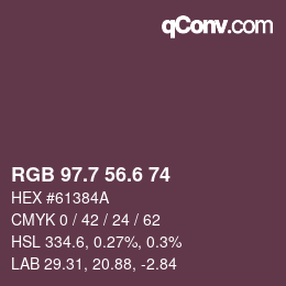 カラーコード: RGB 97.7 56.6 74 | qconv.com