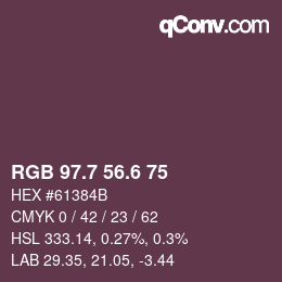 カラーコード: RGB 97.7 56.6 75 | qconv.com