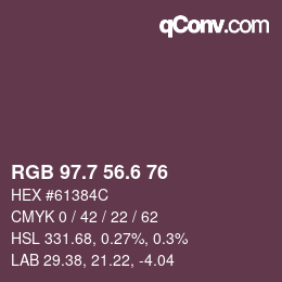 カラーコード: RGB 97.7 56.6 76 | qconv.com