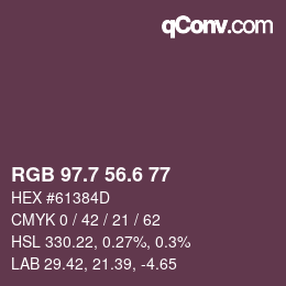 カラーコード: RGB 97.7 56.6 77 | qconv.com