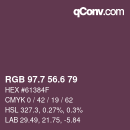 カラーコード: RGB 97.7 56.6 79 | qconv.com