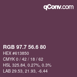 カラーコード: RGB 97.7 56.6 80 | qconv.com