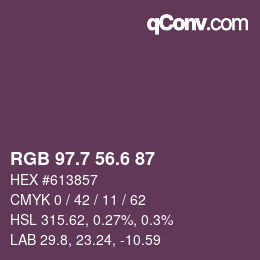カラーコード: RGB 97.7 56.6 87 | qconv.com