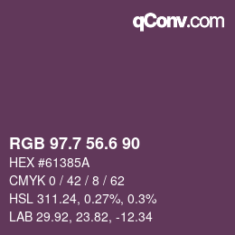 カラーコード: RGB 97.7 56.6 90 | qconv.com