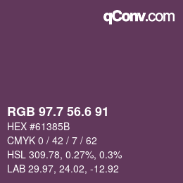 カラーコード: RGB 97.7 56.6 91 | qconv.com