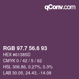 カラーコード: RGB 97.7 56.6 93 | qconv.com