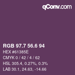 カラーコード: RGB 97.7 56.6 94 | qconv.com