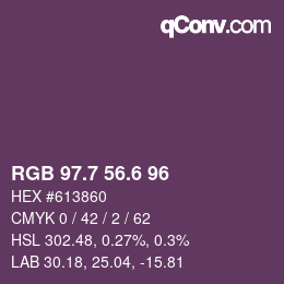 カラーコード: RGB 97.7 56.6 96 | qconv.com