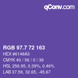 カラーコード: RGB 97.7 72 163 | qconv.com