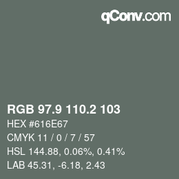 Color code: RGB 97.9 110.2 103 | qconv.com