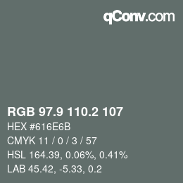 Color code: RGB 97.9 110.2 107 | qconv.com