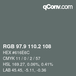 Color code: RGB 97.9 110.2 108 | qconv.com