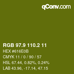 カラーコード: RGB 97.9 110.2 11 | qconv.com