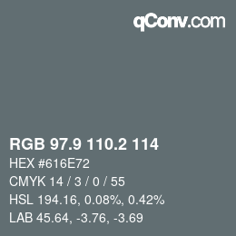 カラーコード: RGB 97.9 110.2 114 | qconv.com