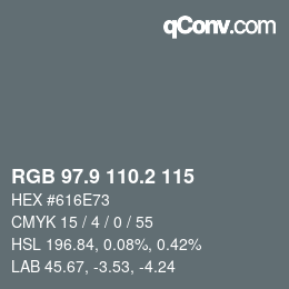 Color code: RGB 97.9 110.2 115 | qconv.com